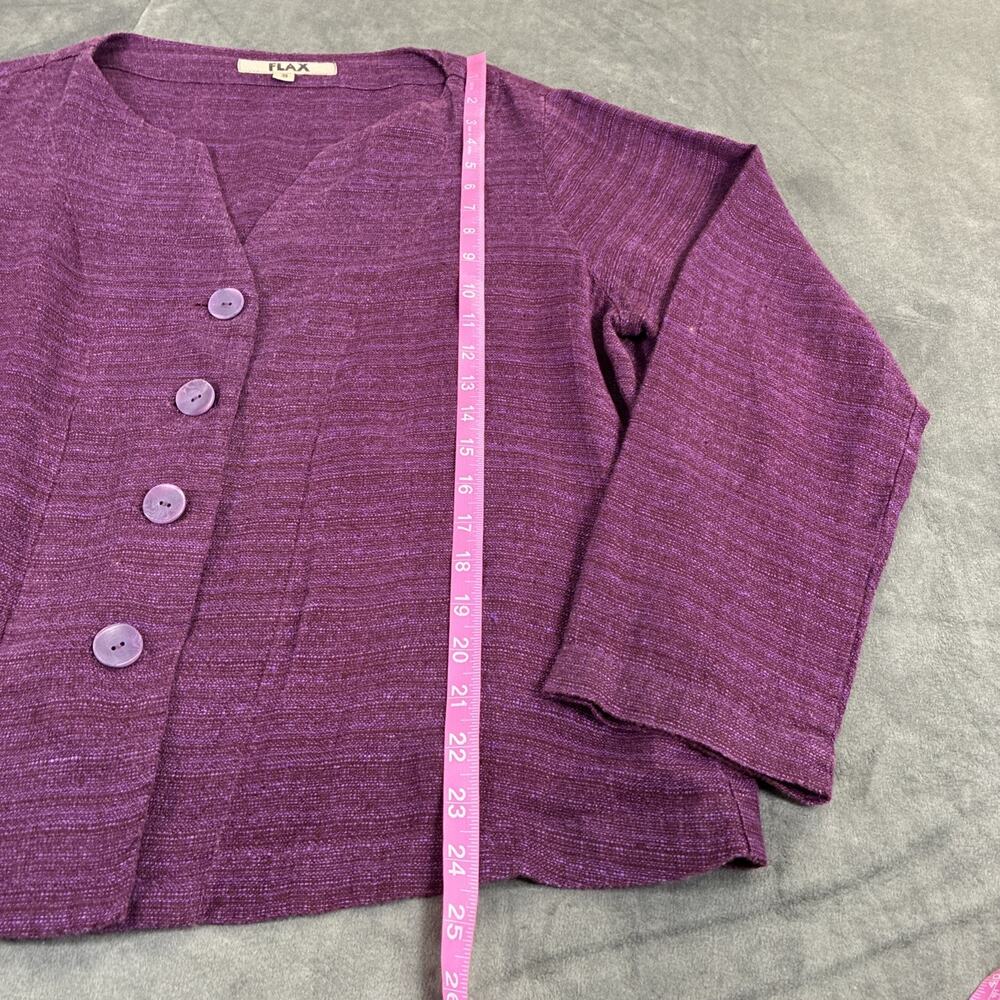 FLAX Small Linen Purple Blazer Style Light Weight Jacket Pockets Bnfts Charity - Picture 2 of 9